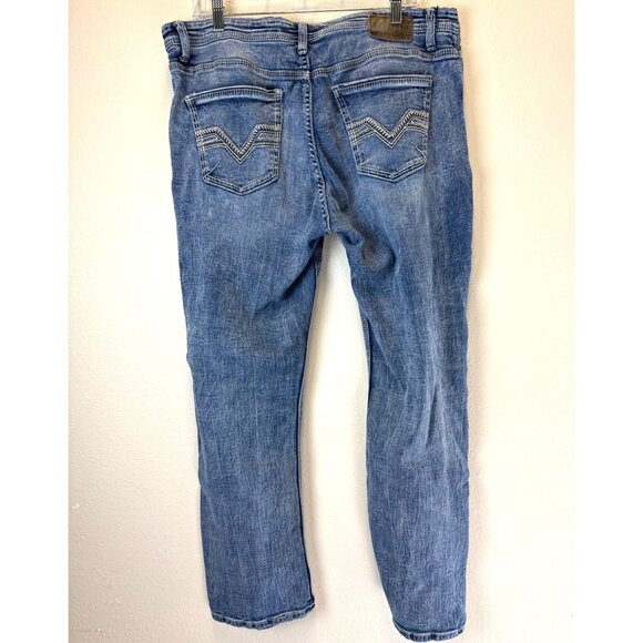 BKE Men's Tyler Relaxed Fit Jeans 36x30 Stretch Thick Stitch Whiskered - Picture 6 of 13